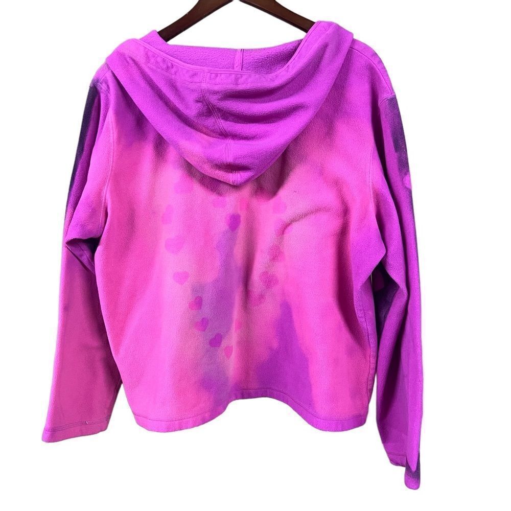 Hand painted fleece hoodie black and pink hearts - Picture 4 of 11